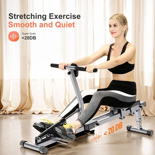 Ann Katy Rowing Machine, Compact Adjustable Rowing Machine 12 Levels of Complete Body Workout Resistance for Home, Low-Impact