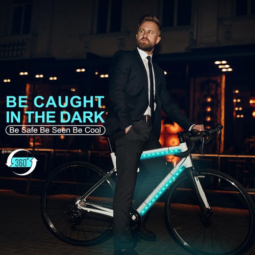 Martronic 2-Pack Bike Lights for Night Riding, 47 Flashing Modes Colorful Smart Scooter Lights with Battery Box, Fun Safety & Style Electric Skateboard Lights