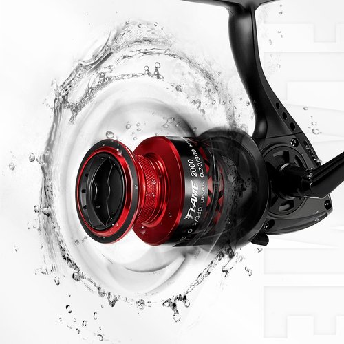 Piscifun Flame Spinning Reels, Lightweight 9+1BB Ultra Smooth Spinning Fishing Reels, Carbon Fiber 19.8Lbs Max Drag, 1000, Red