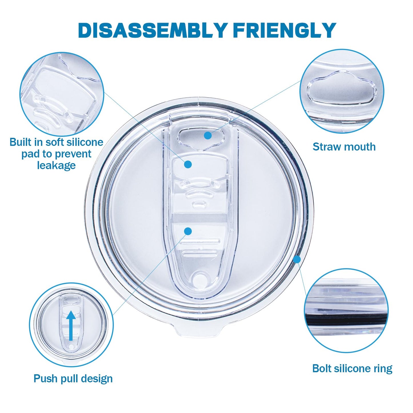 20 oz Tumbler Replacement Lids 2 Pack,Fit of Inner Diameter 3.23 to 3.25 INCH Tumbler Cup,Spill Proof Splash Resistant Tumbler Lids Silicone Sliding Covers BPA-free