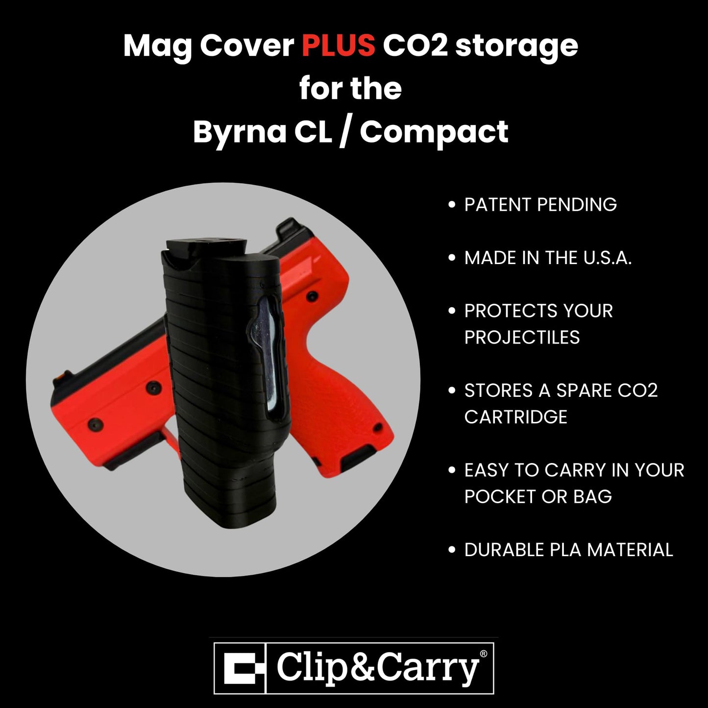 Clip & Carry Mag Cover & Projectile Protector Compatible with The Byrna CL Compact Magazines (Mag Cover Plus)