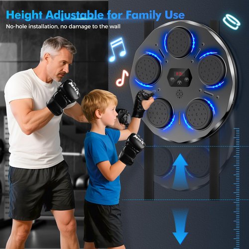 Dashsafe Music Boxing Machine for Adults and Kids, Smart Bluetooth Boxing Training Equipment with Gloves, Wall Mounted Workout Punching Machine Electronic LED for Home, Office, Gym, 9 Modes & 9 Speed