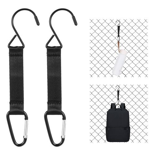 Fence Hooks for Baseball Bag 2 Pcs Metal Fence Hooks with Safety Buckles Multifunctional Hanging Buckles for Baseball Tennis Football Softball Bags Water Cup