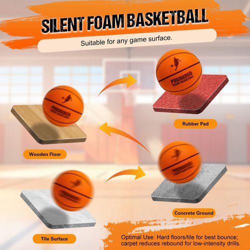 Silent Basketball Size 7 (29.5") Upgrade Dribble Dream Si-Lent BasketBall, Foam Basket-ball No Noise, Quiet Basket-Ball Dribbling Indoor, Training Ball for Indoor Activities, Gift for Youth (Orange)