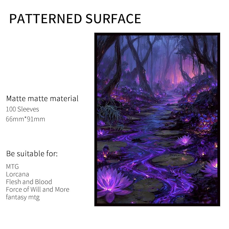 Black MTG Card Sleeves 104+4 Full Art Panoramic Lands, Premium Matte