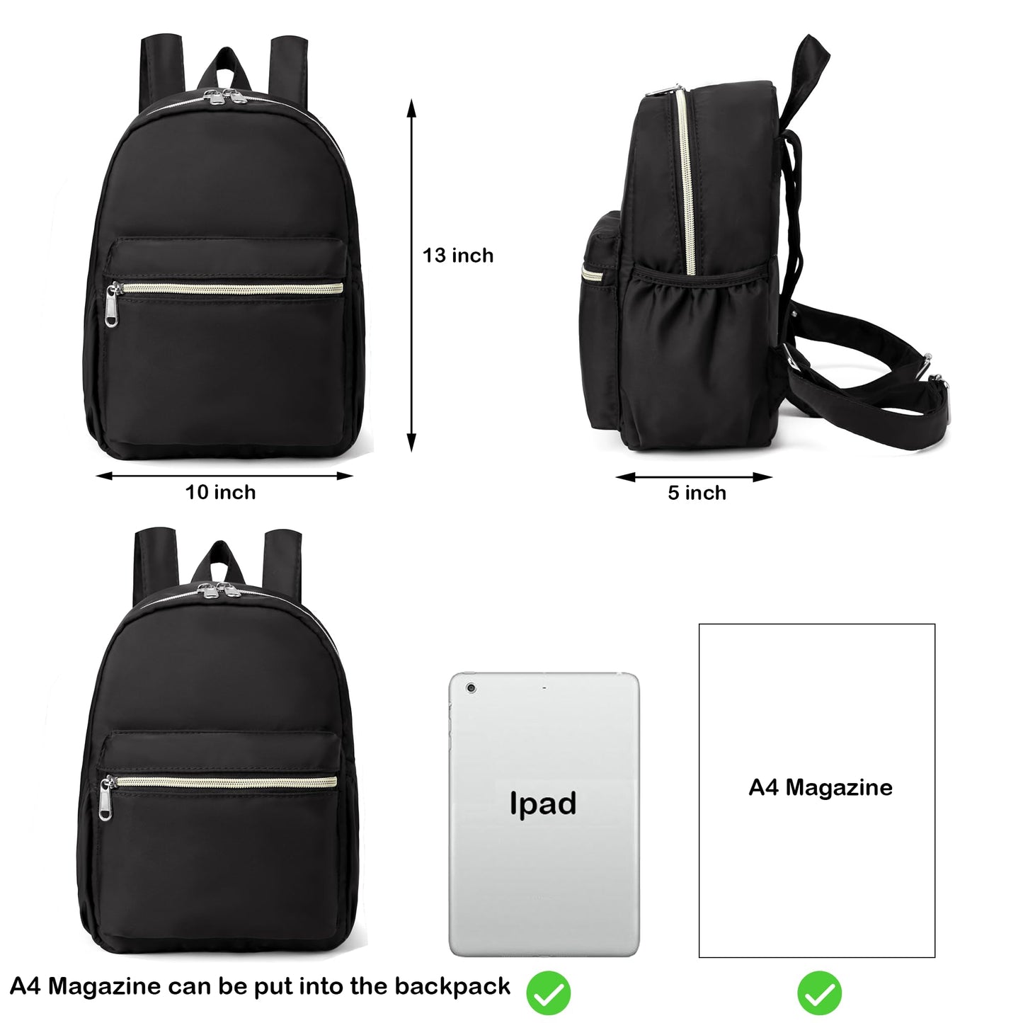 YiXiamo Cute mini tiny small lightweight water repellent pack bag backpack for grils children and adult (black)