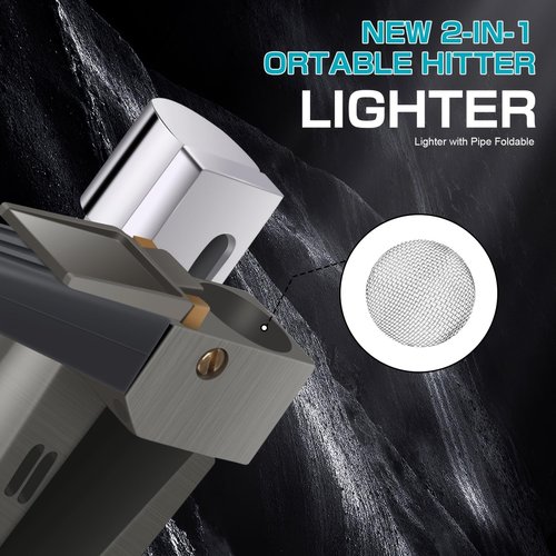 Tcairzl Foldable Lighter Multi-Purpose 2 in 1 Slant Jet Soft Flame Open Lighter Refillable Metal Torch Lighter with Accessories, Heavy-Duty Gift Box for Men Women Camping Kitchen (Without Gas) (1)