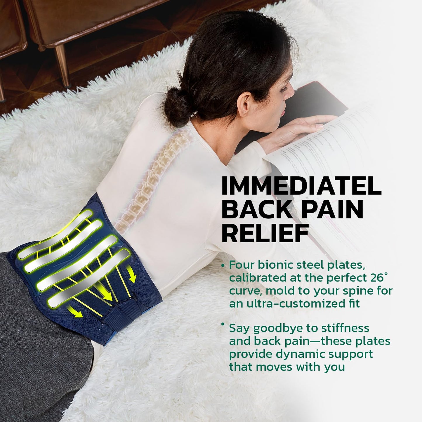 aoFIT Back Brace for Lower Back Pain Relief, Adjustable Lumbar Support Belt with Steel Plates, Dual Compression, Breathable 3D Knit Fabric, Slim Waist Design for Work, Gym, Sciatica, Herniated Disc L
