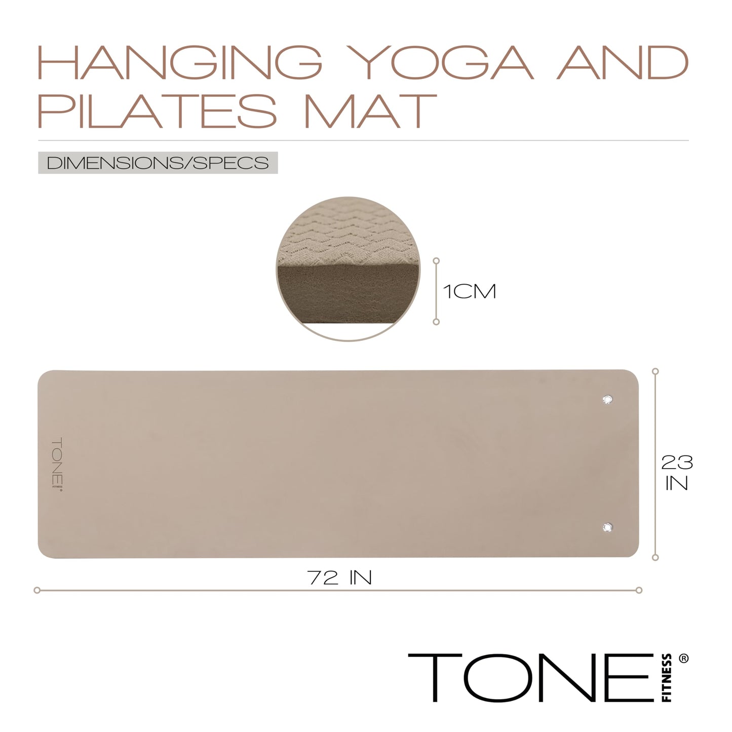 TONE Fitness Hanging Yoga Mat, Pilates Mat, Exercise Mat for Home Workouts with Carry Strap | V Pattern | Teal