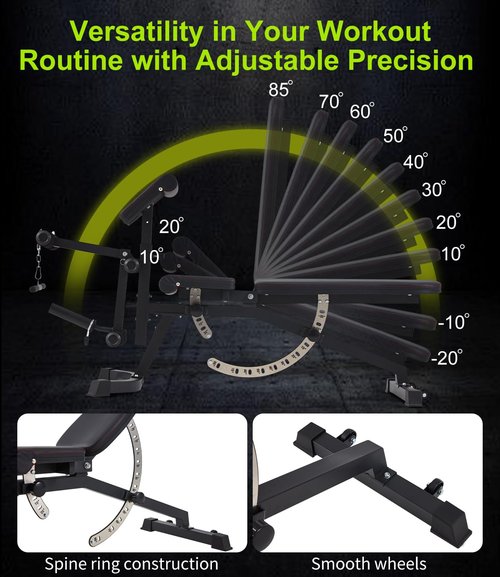 RUNFREELY Adjustable Weight Bench with Leg Extension and Leg Curl, 800LBS Utility Workout Bench with Preacher Curl for Weight Lifting, Incline-flat-decline Full Body Bench for Home Gym