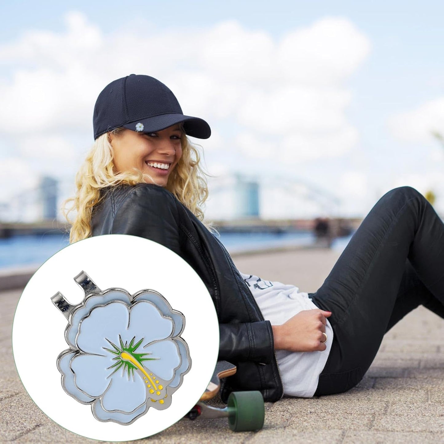 2pcs Magnetic Golf Ball Marker with Hat Clip, Flower Shape Golf Marker Magnet Set Cap Hat or Visor Clip Sports Bag Accessories for Women Men Golfer Friends Gift
