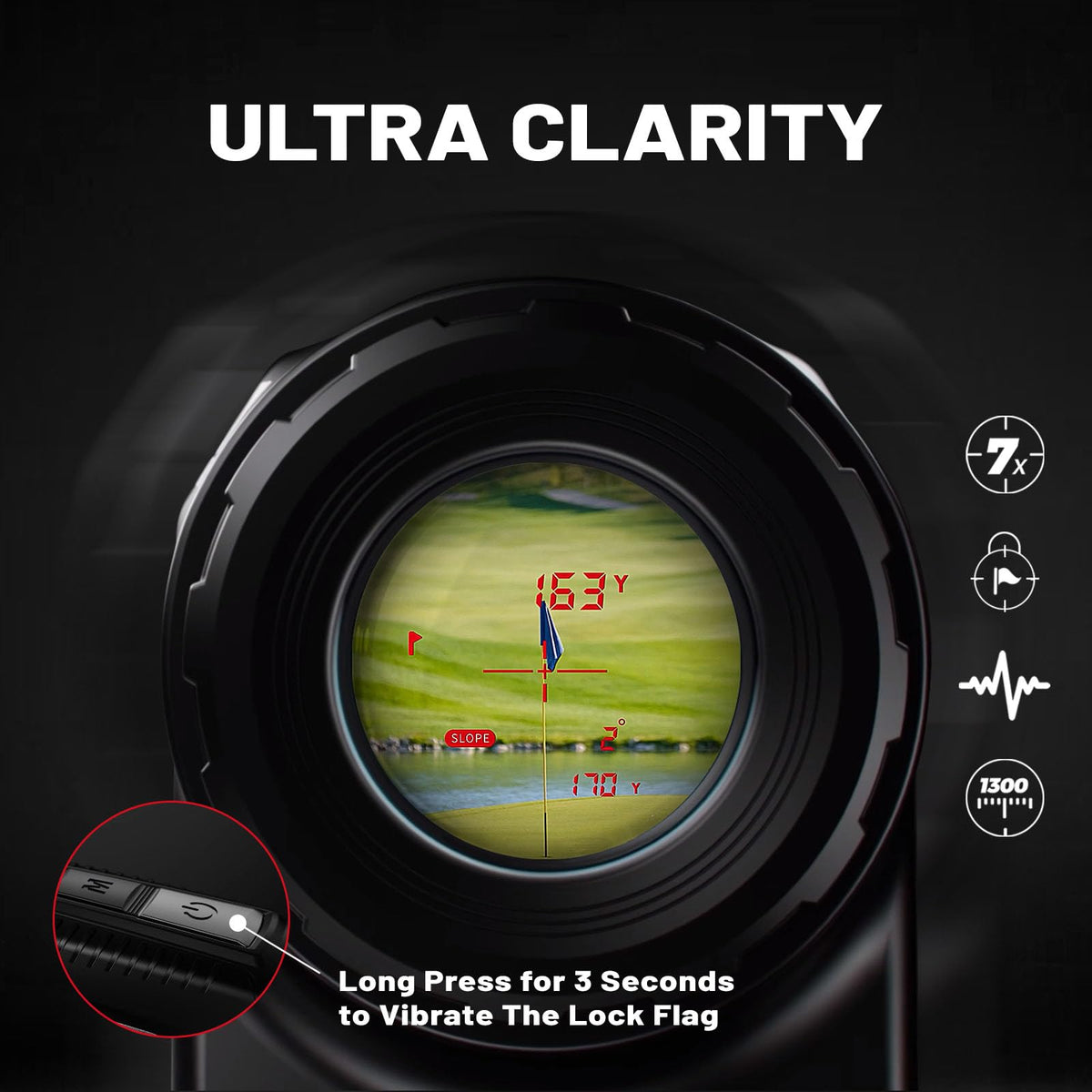 ZYDAR Pro Z1 Slope Rangefinder, Golf Rangefinder, 1300 Yard Range Laser Range Finder Golfing, 7X Magnification, Tournament Legal, Golf Accessories, Flag Pole Locking w Pulse, Weather Resistant