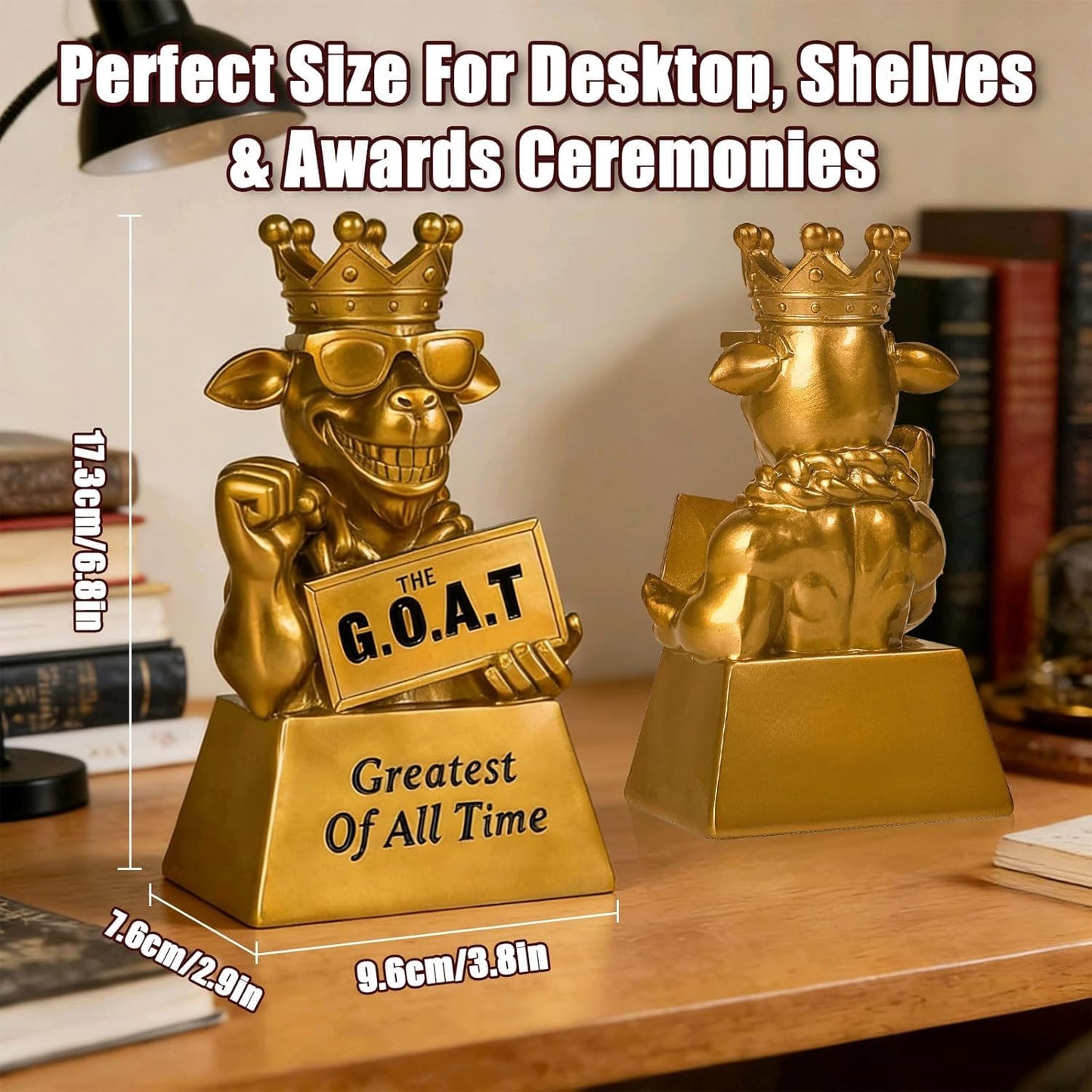 Pyoimmne Goat Trophy, 7" Muscle G.O.A.T. Resin Award, Funny Trophies for Fantasy Football, Sports Competitions, Trophy for Adults, Friends, Winners, Best Player, Coworkers, Encouragement Gift