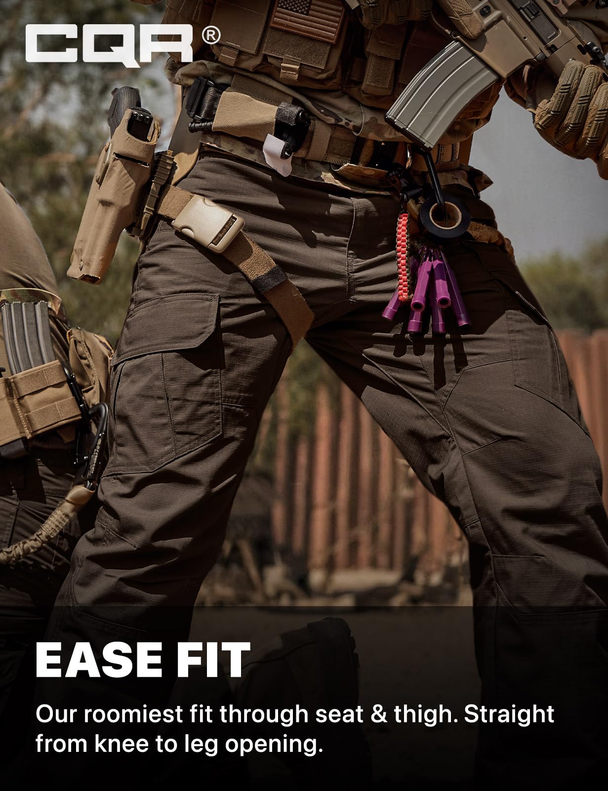 CQR Men's Tactical Pants, Water Resistant Ripstop Cargo Pants, Lightweight EDC Work Hiking Pants, Outdoor Apparel, Duratex Mag Pocket Dark Brown, 38W x 30L