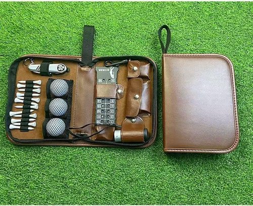 Luxury Golf Gift Set for Men/Women, Leather Portable Accessories Kit with Ball Marker,Telescopic Rangefinder,Divot Tool & More,Premium Golf Lover Present