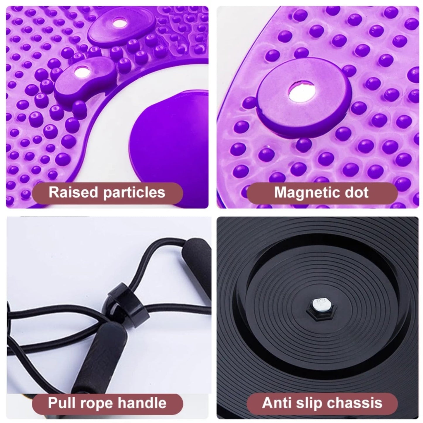 2 PCS Ab Twist Waist Disc Board,Waist Trainer Twisting Disc with Leather Tape Measure Aerobic Exercise Fitness Machine with Pull Rope for Home Office Foot Massage