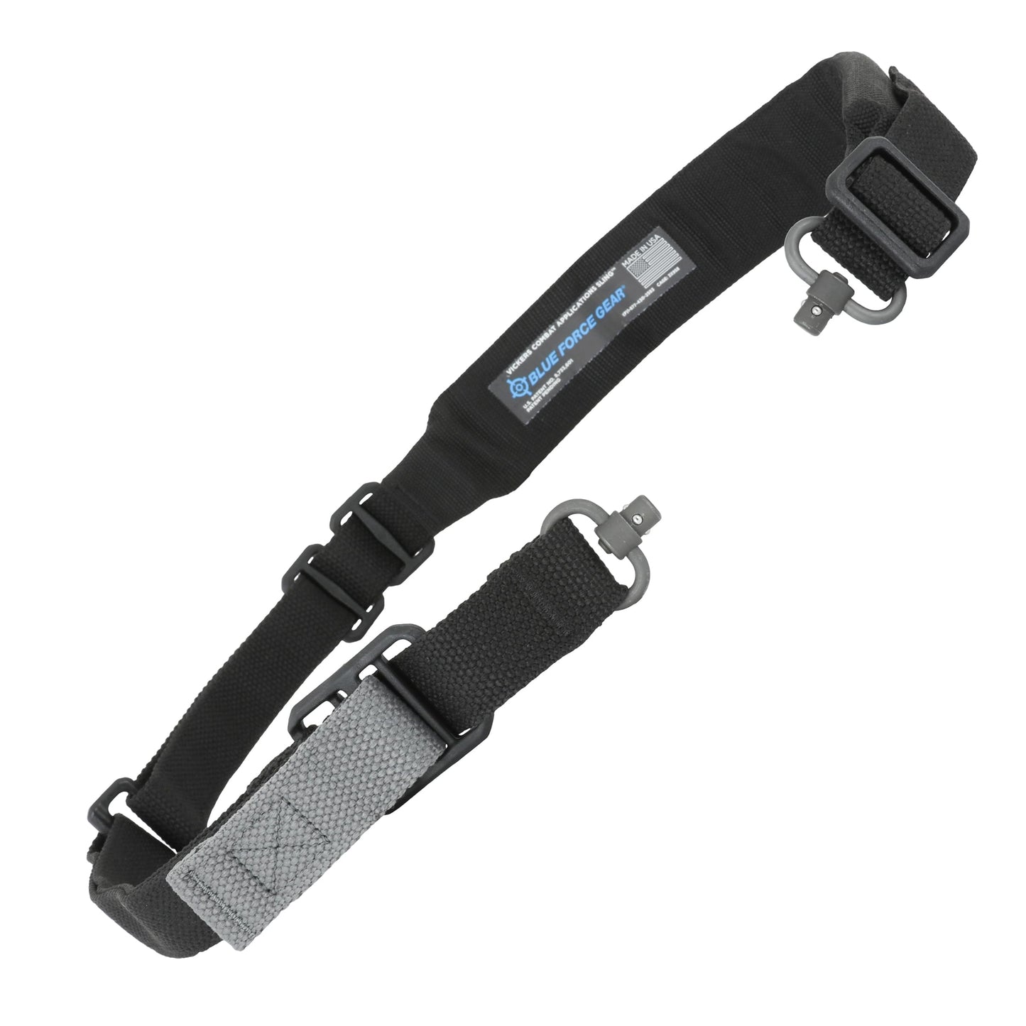 Blue Force Gear Vickers Padded Sling with Push Button Swivels - 2-Point Adjustable Sling, Black