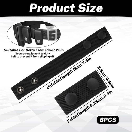 BOHUIZ 6 Pcs Belt Keepers for Duty Belt, 2¼" Wide Nylon Belt Keeper with Double Snaps, Security Tactical Belt for Police Law Enforcement Military Equipment Accessories