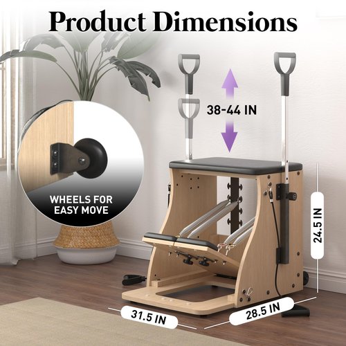 Pilates Chair, PAETA Pilates Combo Chair Wunda Chair with Resistance Bands, Handles & Split Pedal , Pro Yoga Chair Pilates Machines for Home Use and Studio