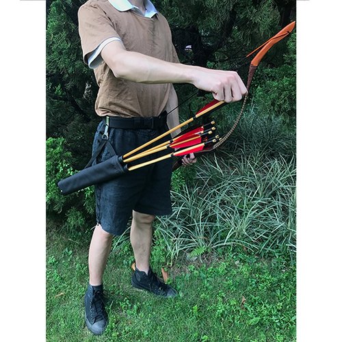 Kratarc Archery 2 Tube Hip Arrow Quiver Waist Hanged Carry Bag with Hook for Shooting (Black)