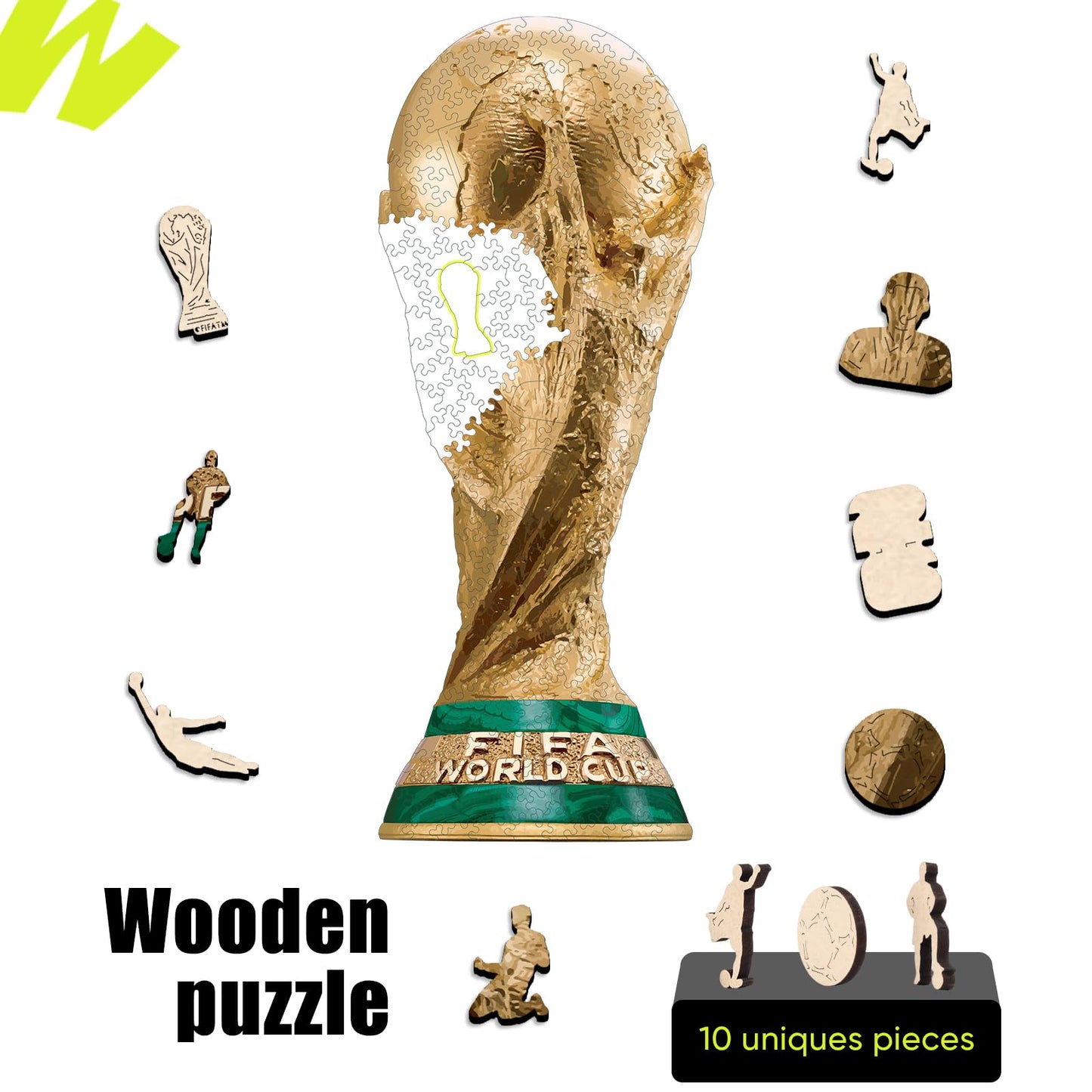 FIFA World Cup2026 Trophy Wooden Puzzle for Adults, 200 Pieces Irregular Shape Puzzle, 5MM Thick, Creative Collectible Jigsaw Puzzles Gift for Fans, Officially Licensed Product, 6.3 x 16