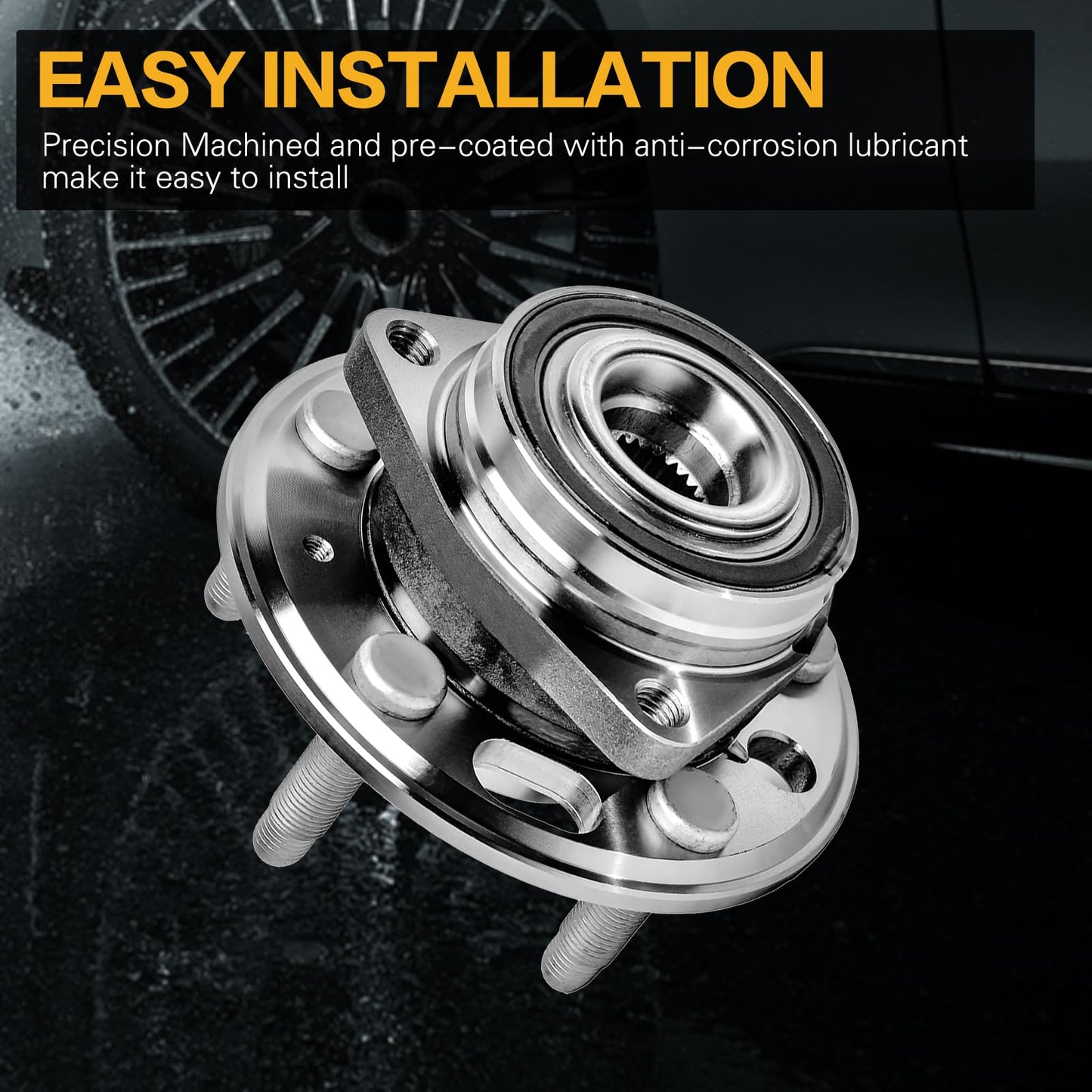 Front Wheel Bearing Hub Assembly 513288 for 2010 2011 2012 2013 2014 2015 2016 2017 Chevy Chevrolet Equinox 2014-2017 Chevy Impala 2013-2015 Chevy Malibu 2010-2017 GMC TERRAIN 5 Lugs w/ABS(2 PCS)