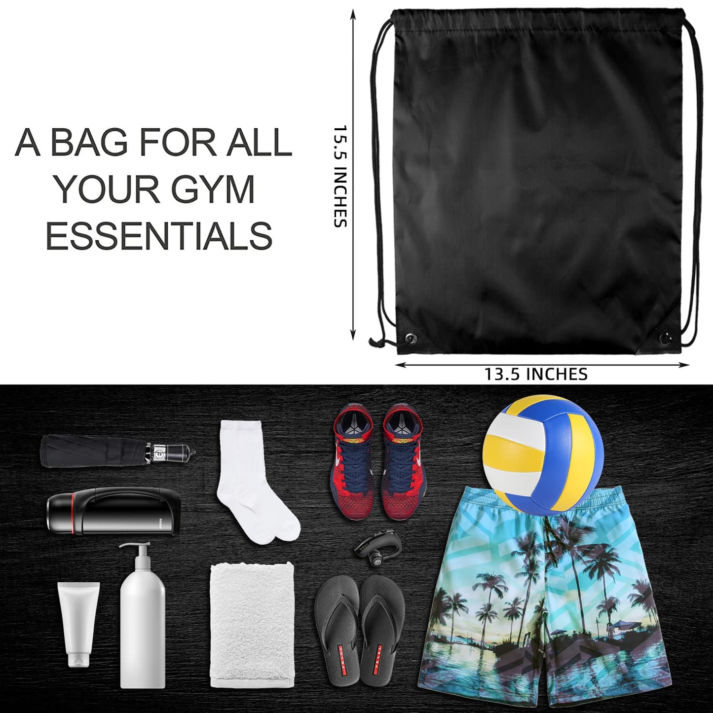 GoodtoU Drawstring Backpack Bulk 48 Pcs Drawstring Bags bulk Nylon Draw String Bag Black String Bags for Adult