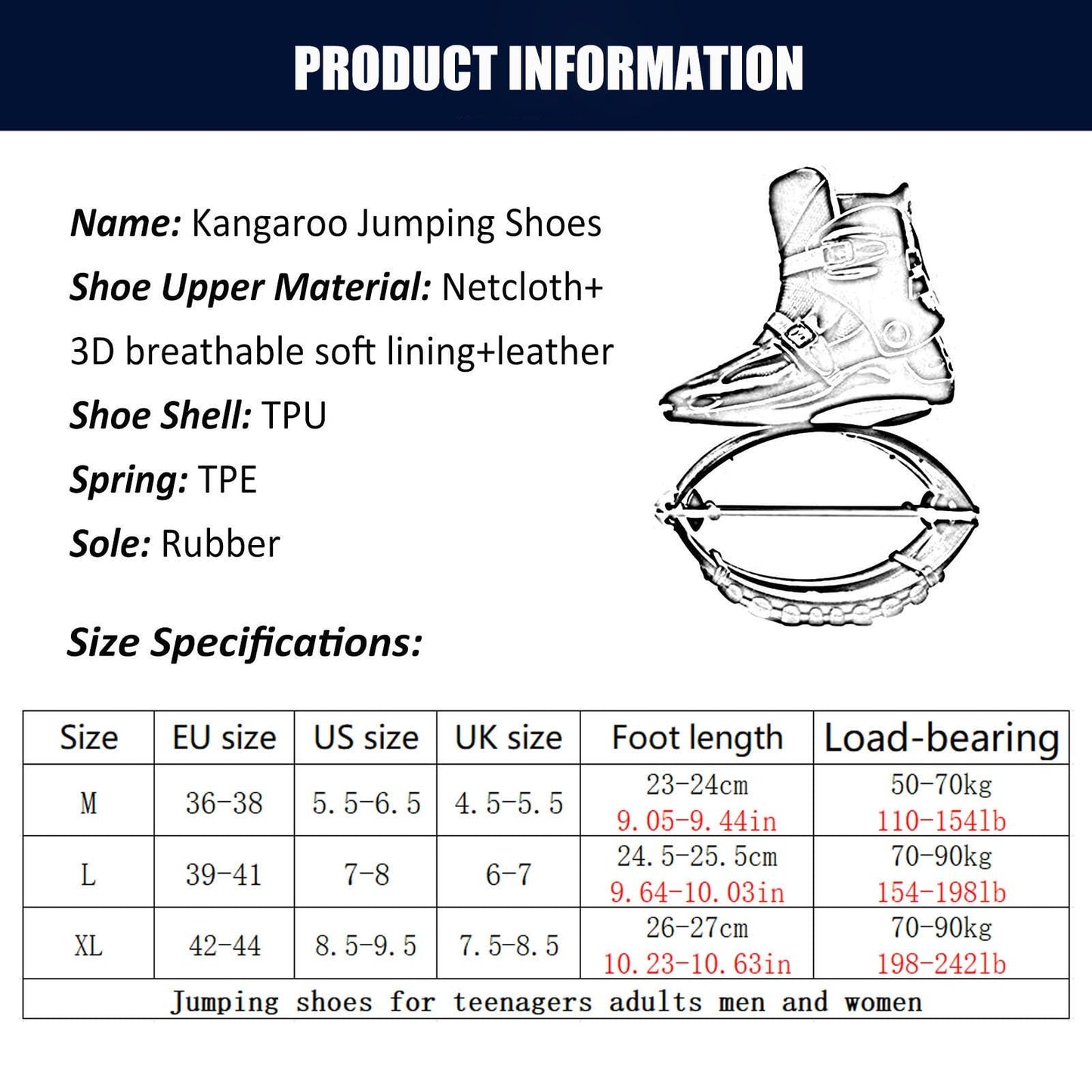 JCWGLY Kangaroo Jumping Shoes Bouncing Shoes Moon Boots for Adult Men and Women Home Gym Sports and Exercise(Medium)