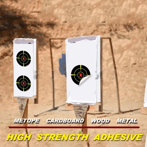 Atflbox Splatter Adhesive 3 inch Bullseye Fluorescent Yellow Shooting Target Stickers, 250 Self Adhesive Target Roll for BB Gun, Pellet Gun, Airsoft, Rifle Indoor and Outdoor Shooting Range