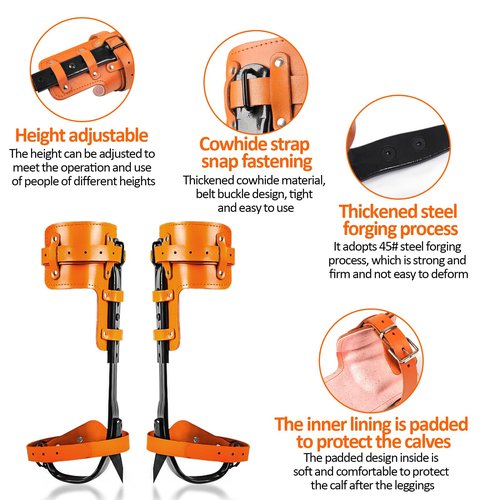 Tree Climbing Gear，Tree Climbing Spikes, Tree Climbing Gear with Adjustable Climbing Straps and Steel Core Flip Line, Rock Climbing Kit with Triple Lock Lanyard Adjuster