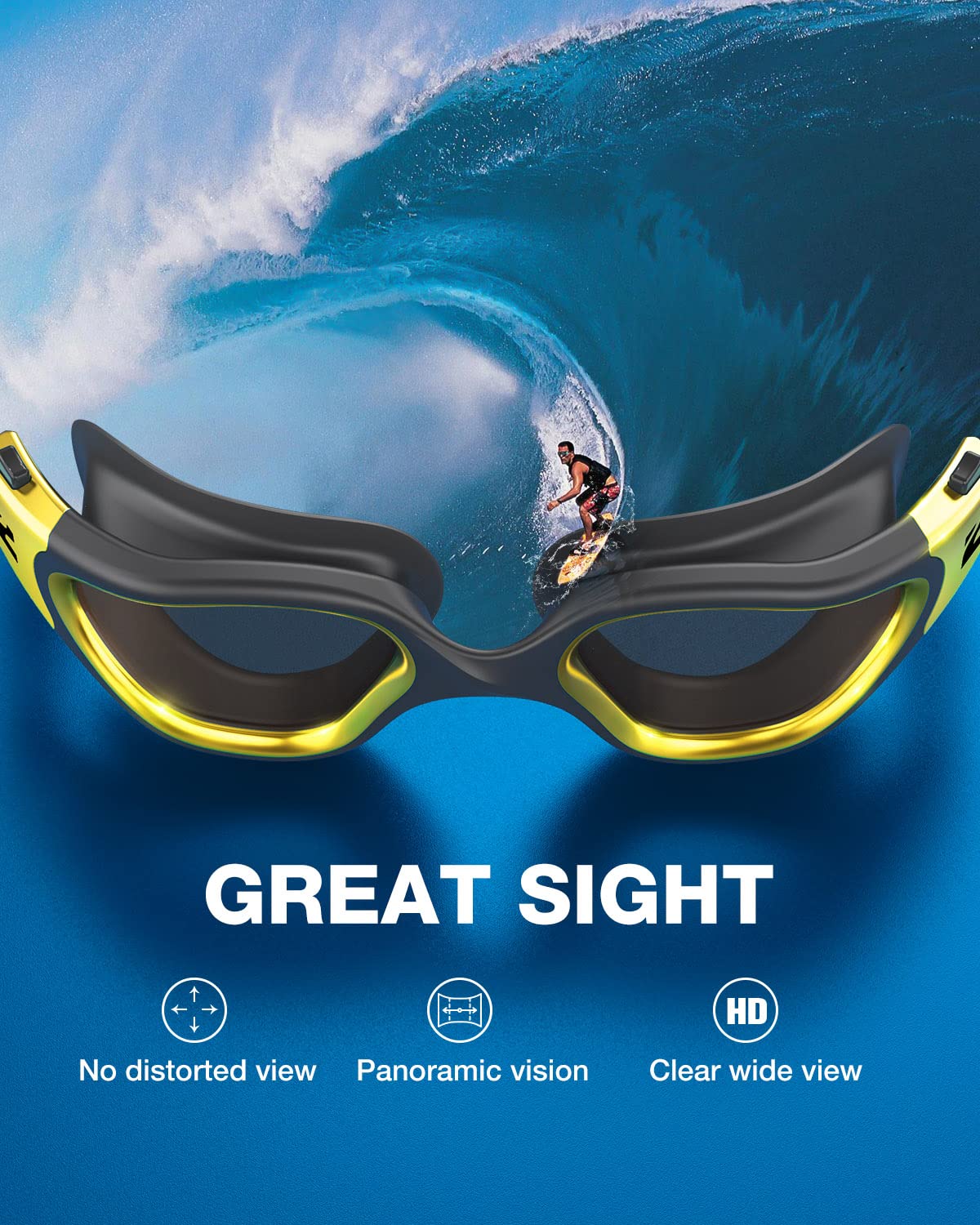 ZIONOR Swim Goggles, G1 ULTRA Photochromic Polarized Swimming Goggles for Men Women Adult, UV Protection Leakproof Easy Adjustable Strap for Indoor Outdoor Swimming (Polarized + Gold)