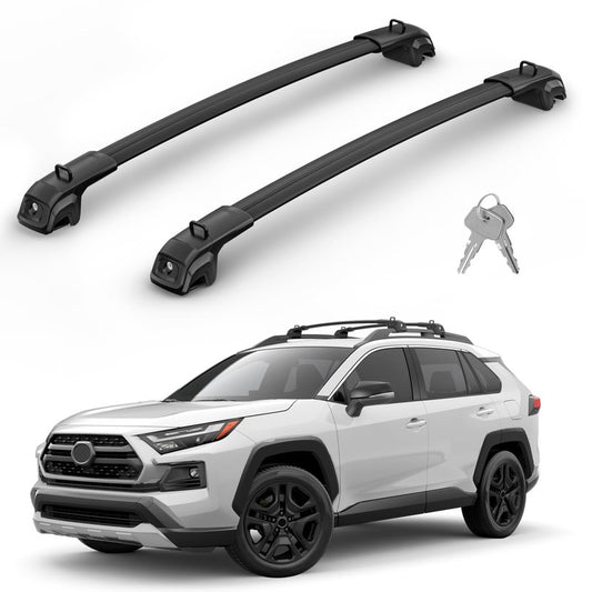 330Lbs Roof Rack Cross Bars Compatible with Toyota RAV4 Adventure/TRD Off-Road 2019-2025, Heavy Duty Aluminum Roof Rails Top-Mount Crossbars Rooftop Luggage Racks Cargo Carrier