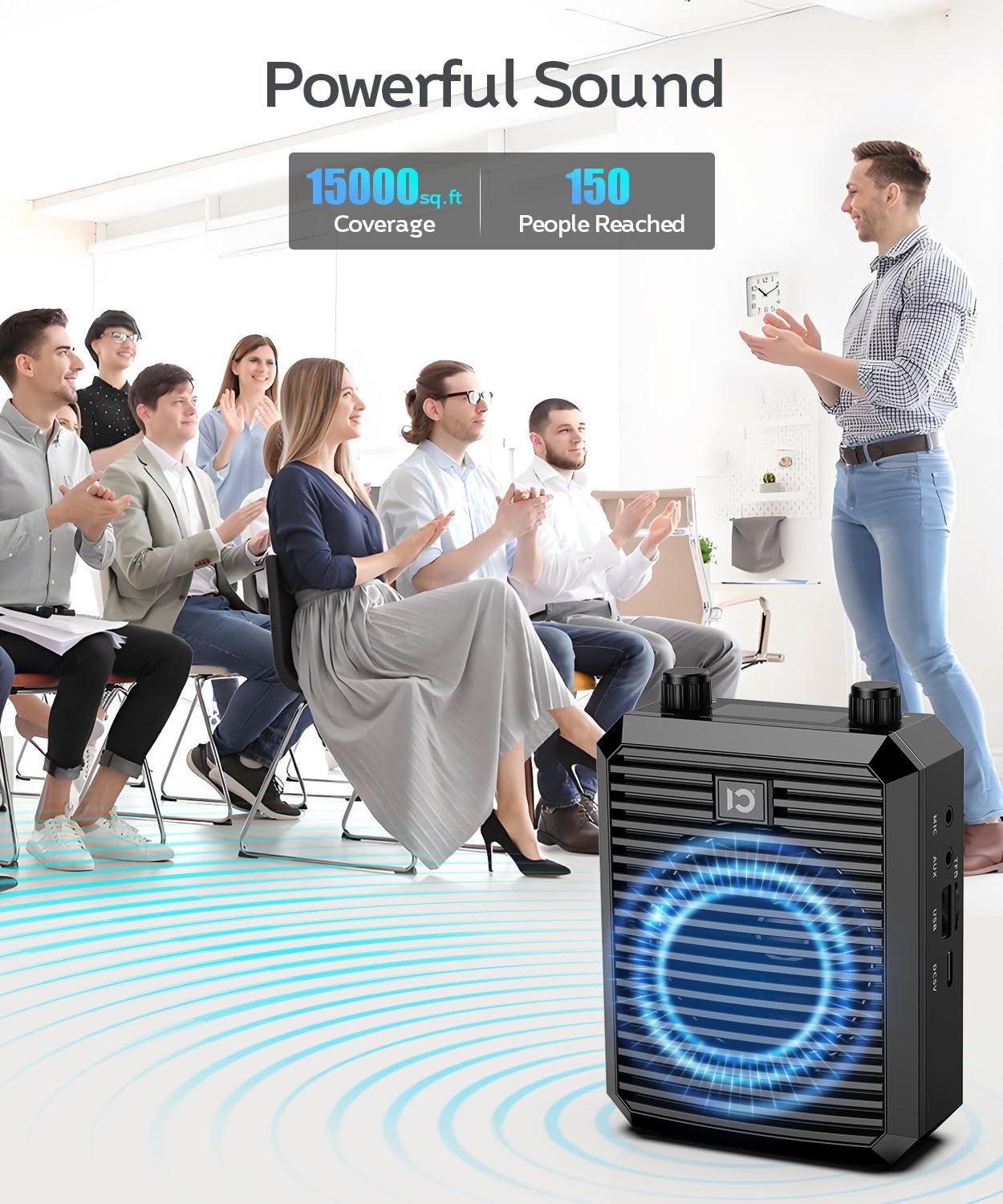 SHIDU 18W Voice Amplifier for Teacher with Wireless Microphone Headset, Portable Bluetooth Speaker and Megaphone, Professional Power Amplifier System for Tour Guide, Speech, Yoga, Meeting