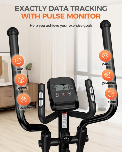 pooboo Elliptical Machine, Elliptical Exercise Machine with 16-Level Resistance&Hyper-Quiet Magnetic Driving System, Elliptical Machine for Home with LCD Monitor&15.5IN Stride, 350LBS Weight Capacity