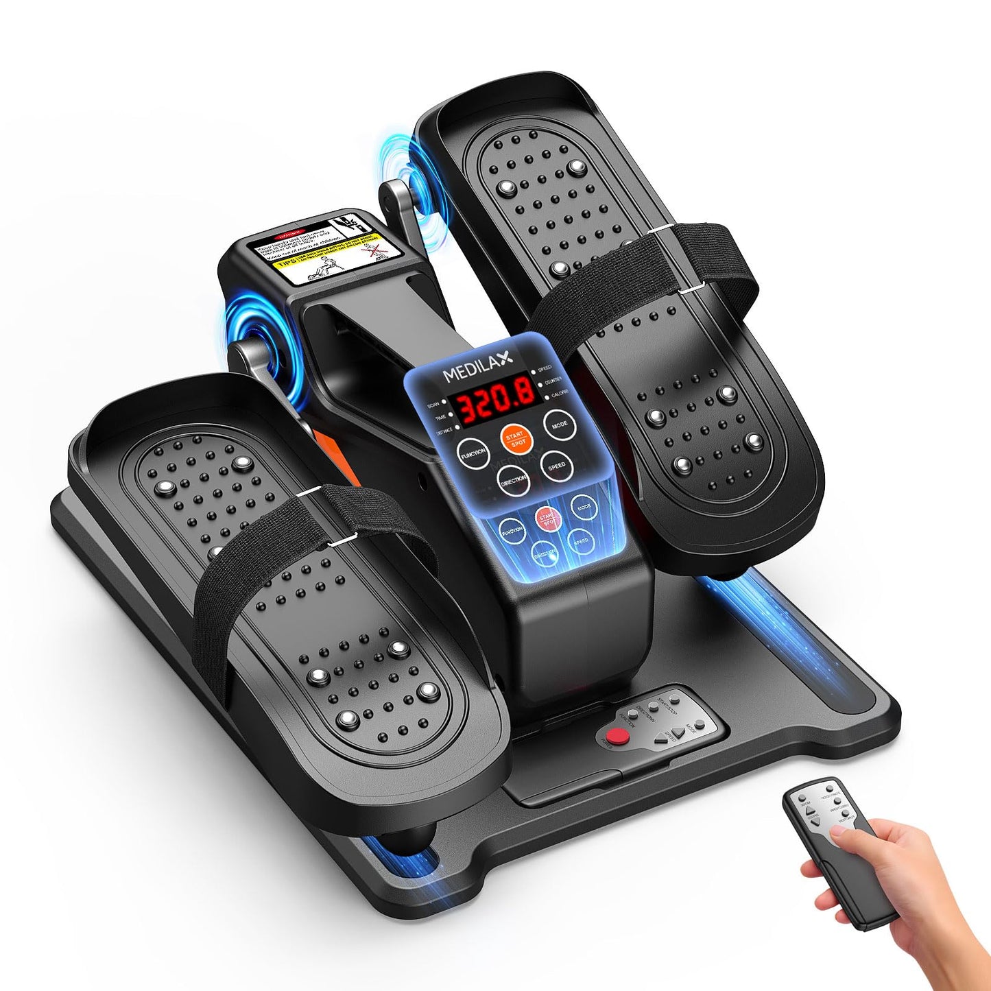 Portable Under Desk Elliptical Machine with Wireless Remote. 12 Manual & 3 Automatic Speeds. Pedal Ellipse Leg Exerciser. Leg Exerciser While Sitting for Seniors Adults Home Office