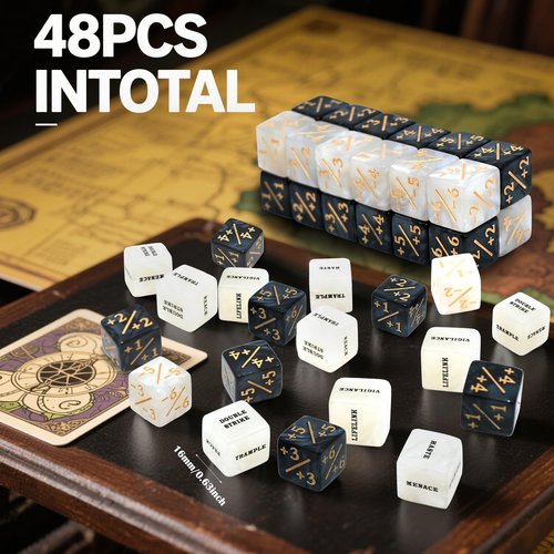48 Pieces MTG Counter Token Dice Counters Marble Keyword Counters Life Counter Tokens Dice Buff Tokens Compatible with Magic Card Game Accessories CCG Creature Stats (Marble, 48)