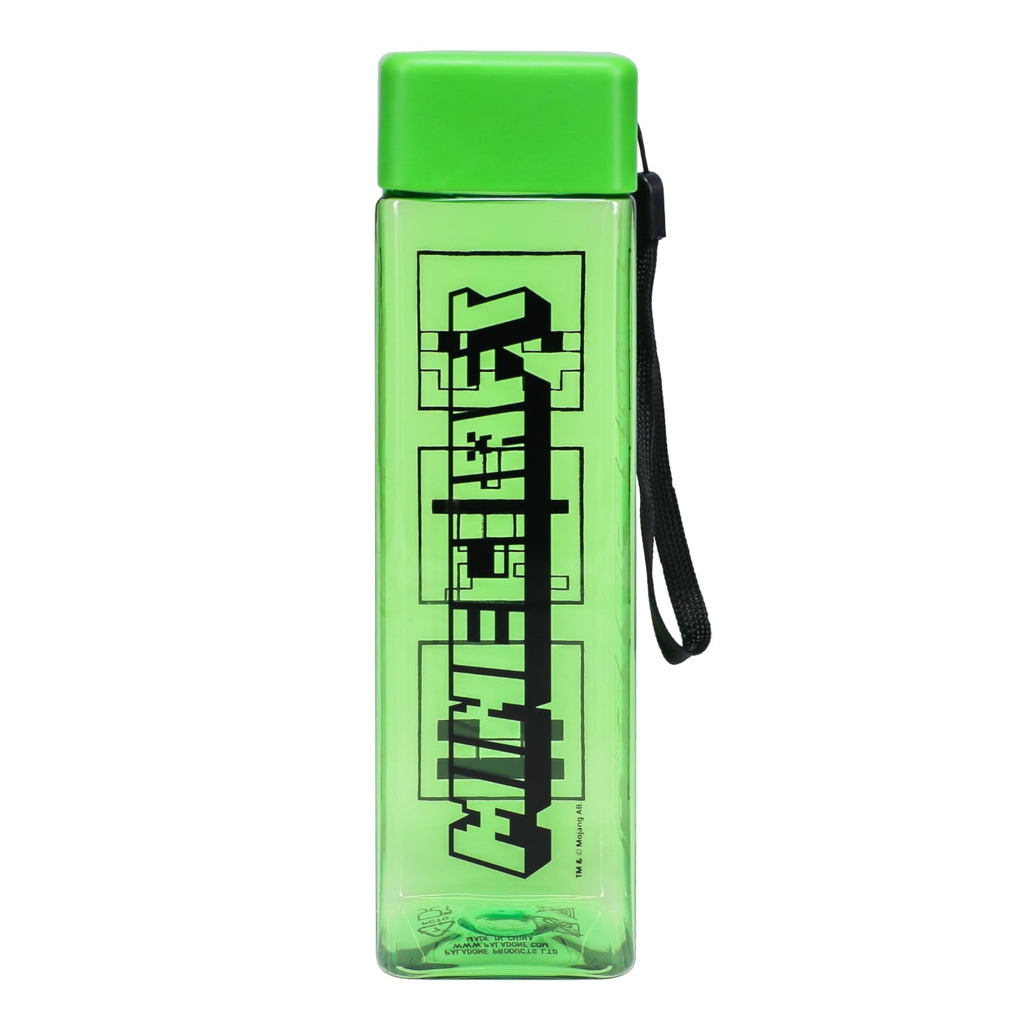 Minecraft Square Travel Plastic Water Bottle With Wrist Strap | 500ml (17 fl oz)