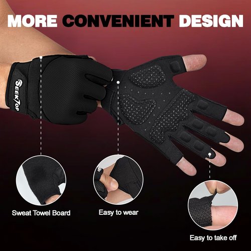 Seektop Breathable Workout Gloves for Women & Men, Thick Padded Weight Lifting Gloves, Full Palm Protection, Excellent Grip for Gym Fitness and Training, Exercise, Cycling
