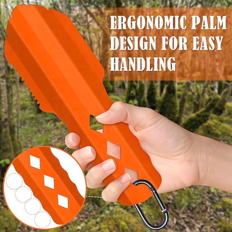 3-in-1 Ultralight Backpacking Trowel Set - Aluminum Shovel & Potty Tool, Ergonomic Handle, Orange/Black (Variation: OrangeBlack+size2)