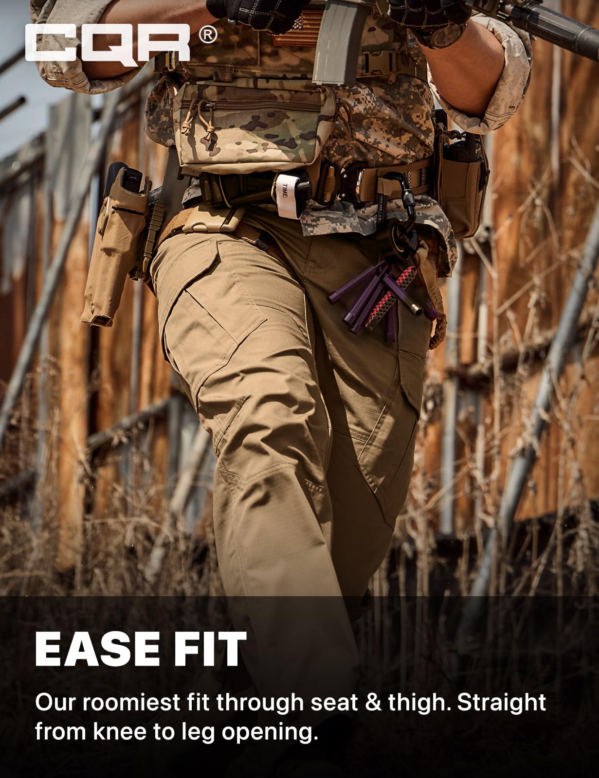 CQR Men's Tactical Pants, Water Resistant Ripstop Cargo Pants, Lightweight EDC Work Hiking Pants, Outdoor Apparel, Raider Mag Cougar, 38W x 32L