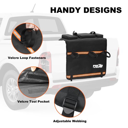MDSTOP Tailgate Pad for Mountain Bike, Truck Tailgate Bike Protector with Reflective Strips, Scratch Resistant Pad Carries Up to 2 Bicycles, E-Bikes, BMX&Road Bikes (Black, M)