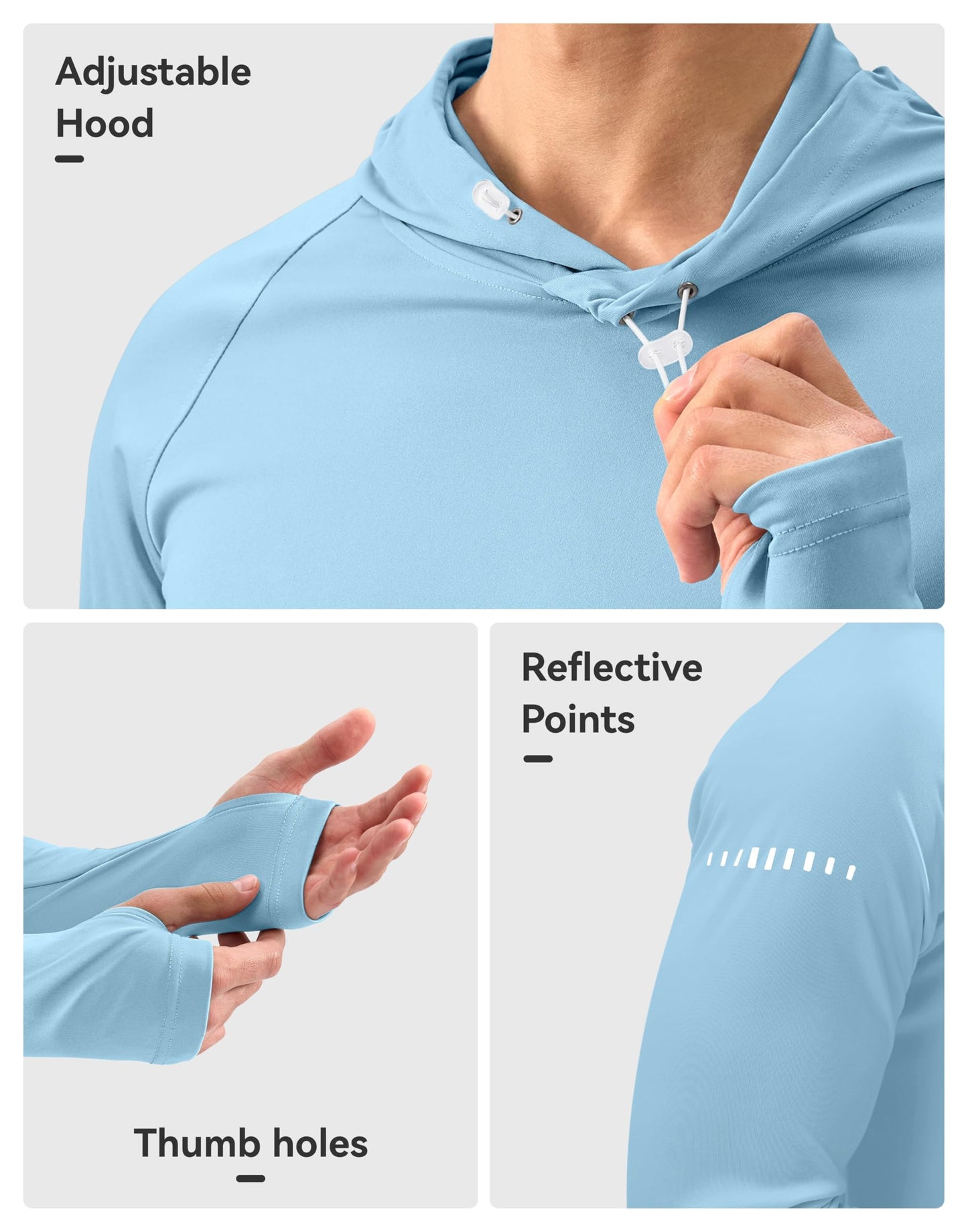 Men's Sun Protection Hoodie Shirt UPF 50+ Long Sleeve Fishing Rash Guard UV SPF Summer Lightweight Hiking Shirt for Men