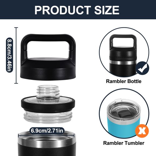 Screw Top Lid Replacement for YETI Rambler Bottle 18/26/36/46/64oz，Compatible with YETI Chug Cap Replacement Lids，Leak-Proof, Durable & Dishwasher-Safeï¼? Pack (1)