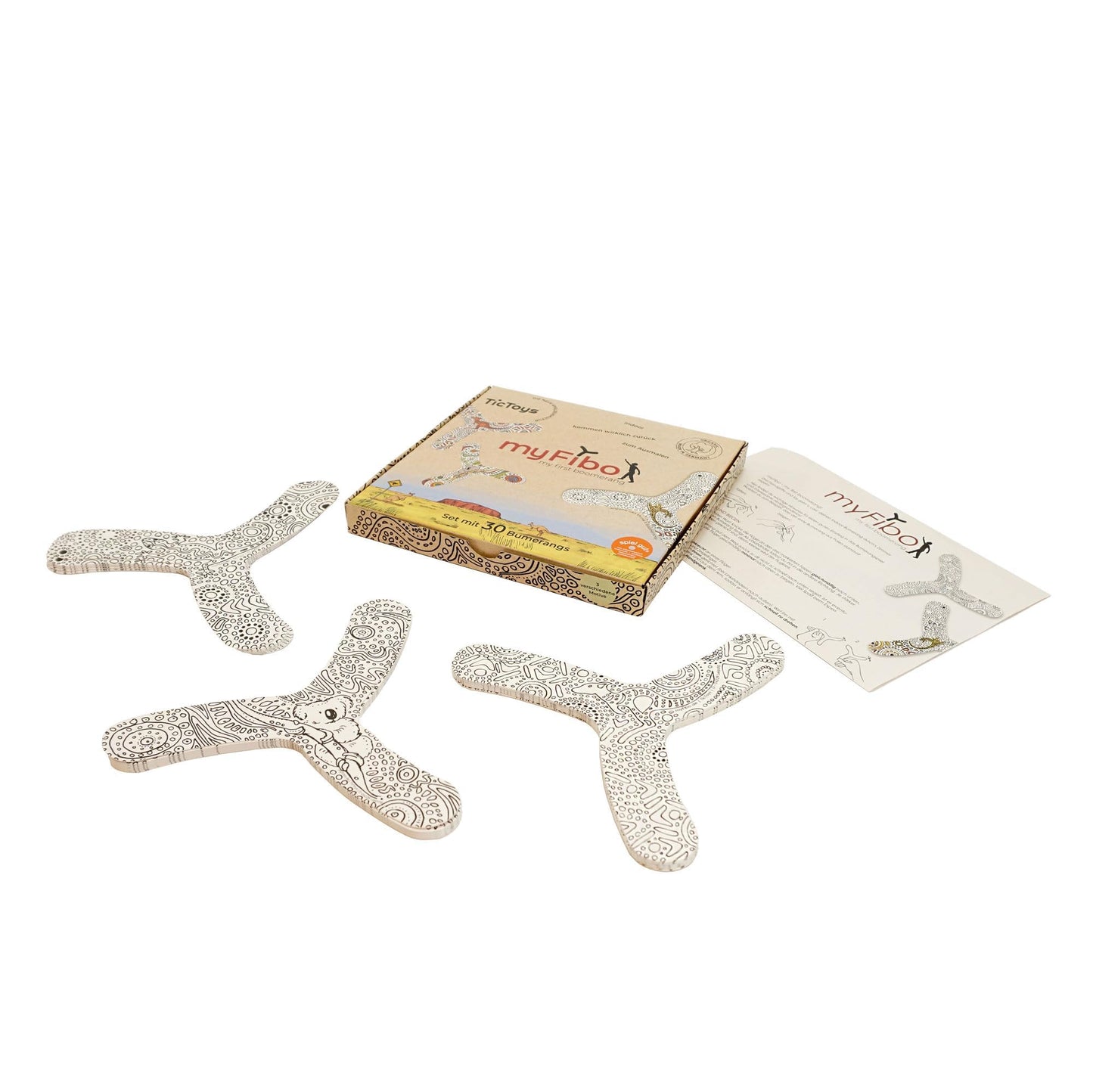 MYFIBO Boomerang for Beginners, Girls and Boys - Design and Style Yourself, Perfect for Indoor and Outdoor Use - 4 Pack Set