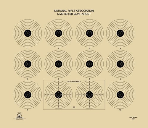 Official NRA Target AR- 4/10, 5 Meter BB Gun Target, 14" x 12" (100)