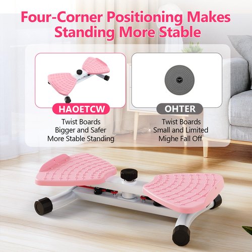 Waist Twisting Machine & Ab Twister Machine - 300 lbs Noiseless Waist Twister Board for Core Exercise, Home Gym Fitness Equipment with Resistance Bands (Women/Men) (Pink)