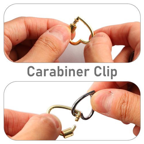 7pcs Heart Carabiner,Metal Screw Carabiner, Heart Shaped Key Ring,Strong and Durable,Not Easy to Fade,Suitable for Camping,Hiking,Fishing Trips(Gold*4+Silver*1+Rose Gold*1+Black*1)