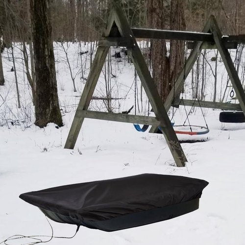 CurcKua Sled Cover, 60x24x8 Inch Ice Fishing Sled Cover, Silver Coated Oxford Cloth Jet Sled Cover, Waterproof Sun Protection Otter Sled Cover with Drawstring, Black Otter Sled Cover Jet Sled Cover