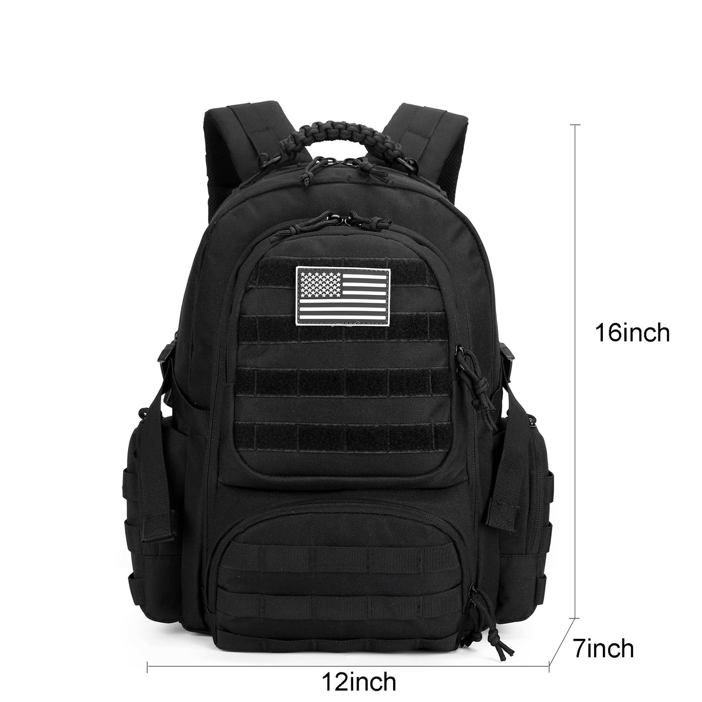 W WINTMING 30L Military Tactical Backpack for Men 3 day Assault Pack Molle Daypack Army Hiking Rucksack (Black)