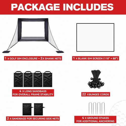 ZEALFEEL Golf Simulator Enclosure, 10x8FT Golf Net with HD Impact Screen & Side Barriers – Dual-Layer Impact Screen, Foam-Padded Frame, Indoor Cage Net for Home Garage Studio